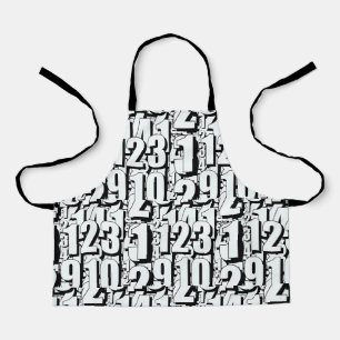 Numbers Black White Kids Apron