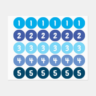 Numbers Blue Stickers