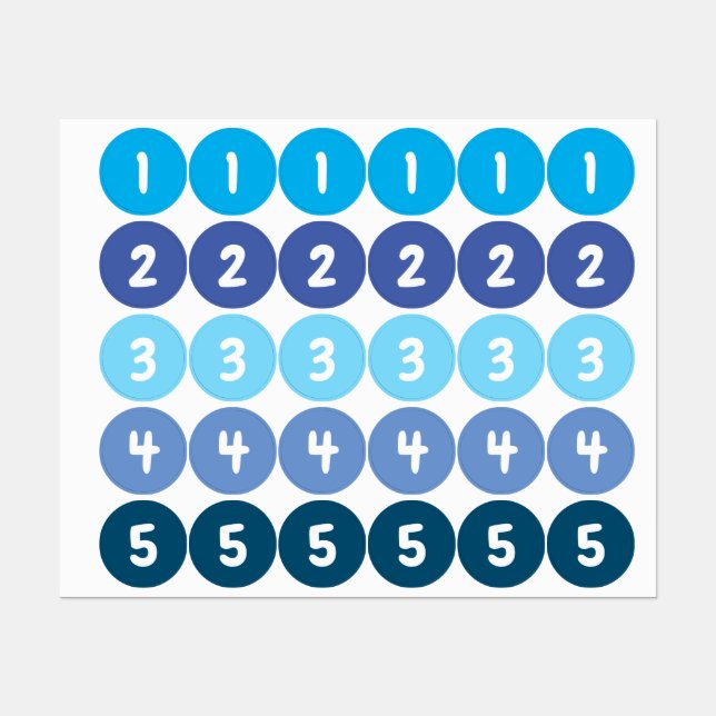 Numbers Blue Stickers (Sheet)