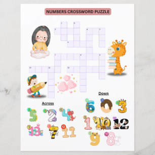 Numbers Crossword Puzzle for Kids Fun Learning