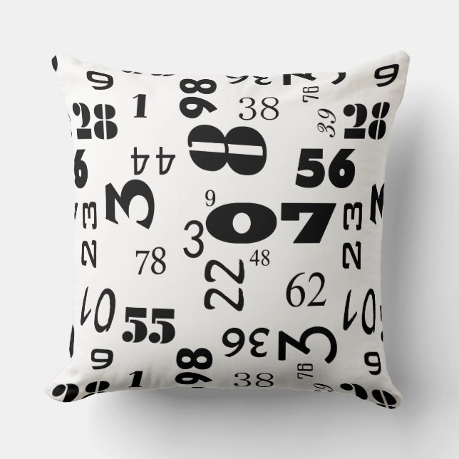 Numbers Design in Black and White Cushion (Front)