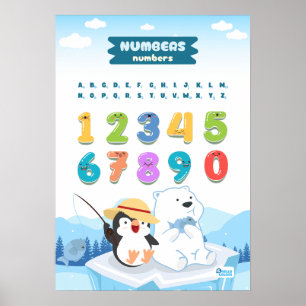 Numbers Featuring Penguin and Bear Poster