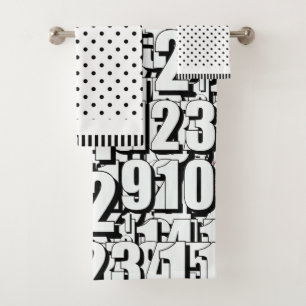 Numbers Kids Black And White Bath Towel Set
