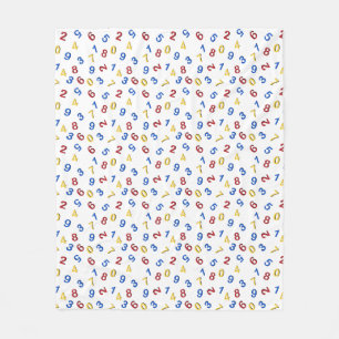 Numbers Red Yellow Blue One to Nine Fleece Blanket