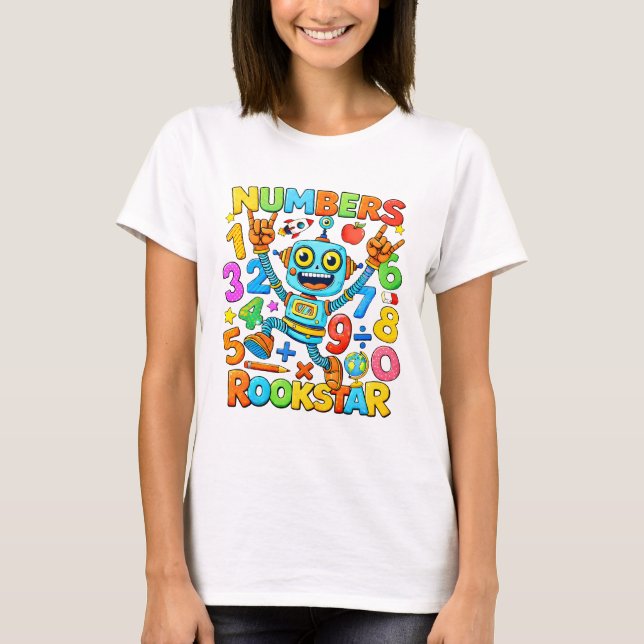 Numbers Rockstar Cute Maths T Shirt for Kids (Front)