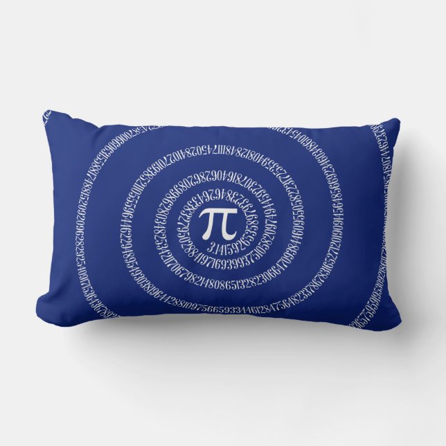 Numbers Spiral for Pi on Navy Blue Lumbar Cushion (Front)
