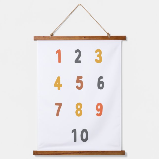 numbers. Wood Topped Wall Tapestry (Front)