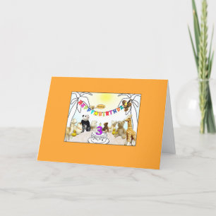 Numeral 3 Candle Animals Birthday Card