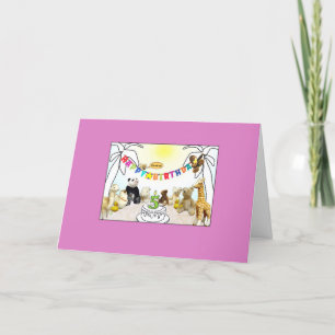 Numeral 5 Candle Animals Birthday Card