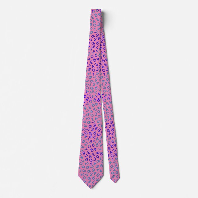 Numeric Pattern 02.BW.2tones.blue.b Pink BG Tie (Front)