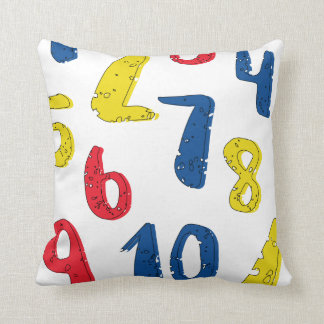 Numerical primary coloured throw pillow