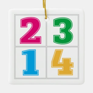 Numerical serie 1234 ceramic ornament