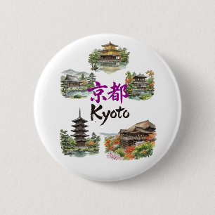 Numerous tourist attractions in Kyoto, Japan 6 Cm Round Badge