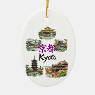 Numerous tourist attractions in Kyoto, Japan Ceramic Tree Decoration
