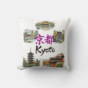 Numerous tourist attractions in Kyoto, Japan Cushion