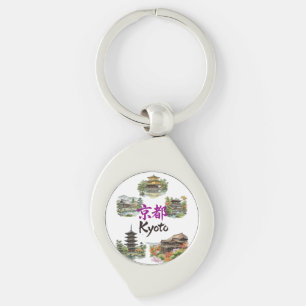 Numerous tourist attractions in Kyoto, Japan Key Ring