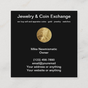 Numismatic Coin And Jewellery Dealer Square Business Card