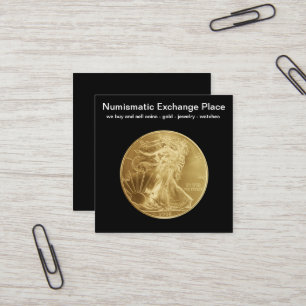 Numismatic Coin Dealer Design Square Business Card