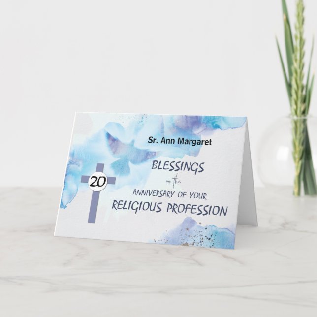 Nun 20th Anniversary of Religious Profession  Card (Front)