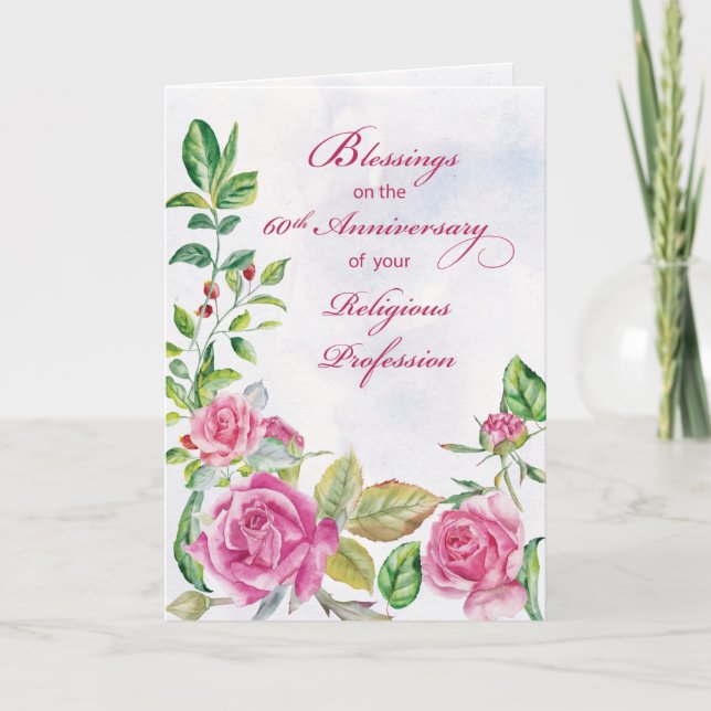 Nun 60th Anniversary of Religious Profession Pink  Card (Front)