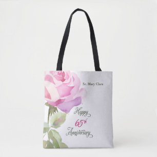 Nun 65th Anniversary Custom Name Pink Rose Tote Bag