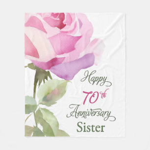Nun 70th Anniversary Sister Jubilee Pink Rose Fleece Blanket