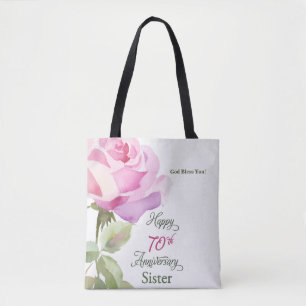 Nun 70th Anniversary Sister Jubilee Pink Rose Tote Bag