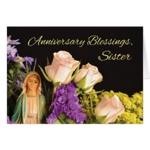Nun Anniversary Blessings, Mary with Flowers