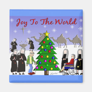 Nun Art Christmas Scene Gifts Magnet