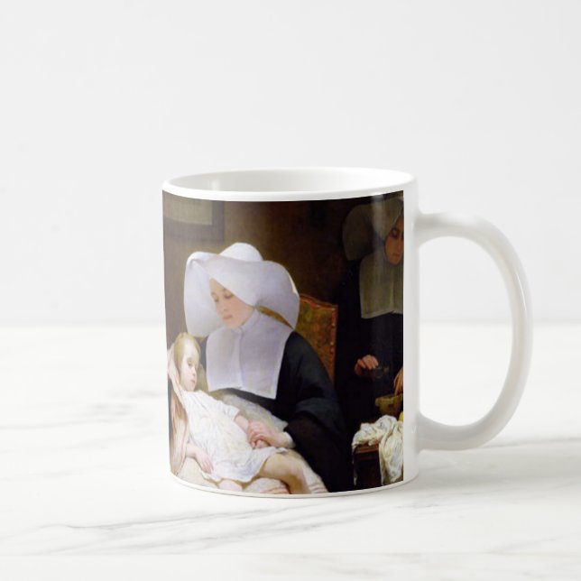 Nun caring for a sick child coffee mug (Right)