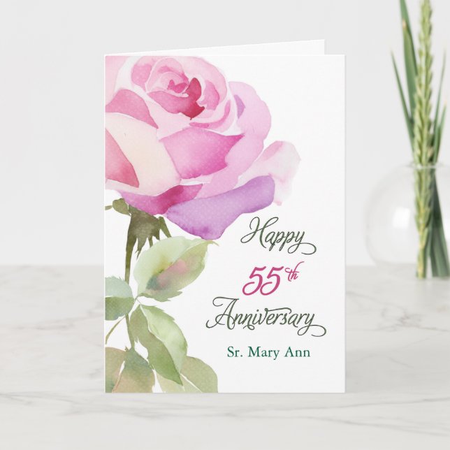 Nun Custom Name 55th Anniversary Catholic Jubilee  Card (Front)