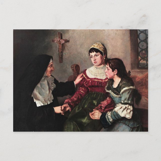 Nun giving comfort postcard (Front)