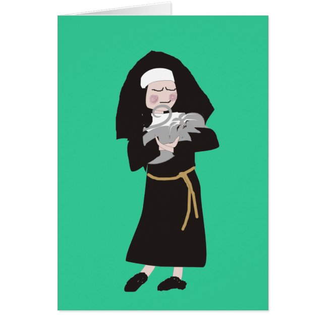 Nun Holding Grey Cat Gifts (Front)
