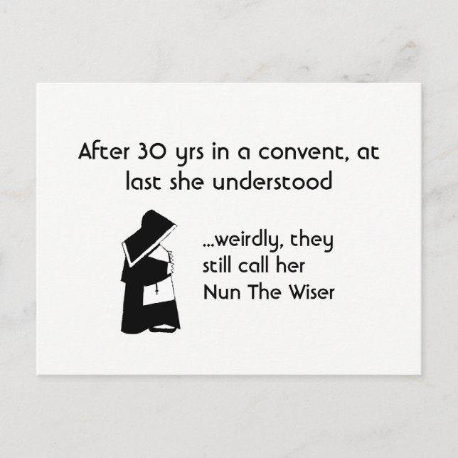 Nun joke - clean humour, Catholic Fun Postcard (Front)