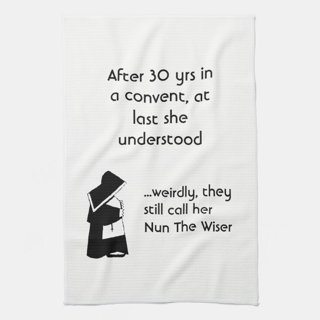 Nun joke - clean humour, Catholic Fun Tea Towel (Vertical)