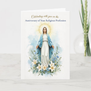 Nun Religious Profession Anniversary Marian Bless Card