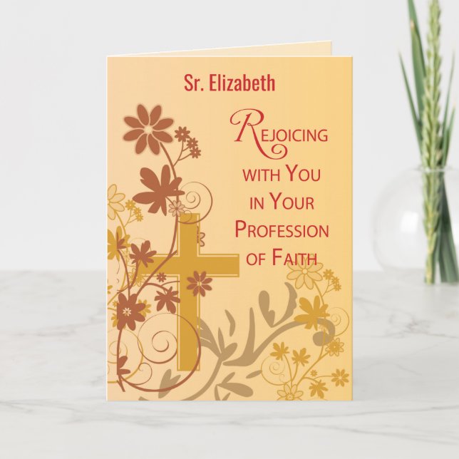 Nun Religious Profession Congratulations Flowers Card (Front)