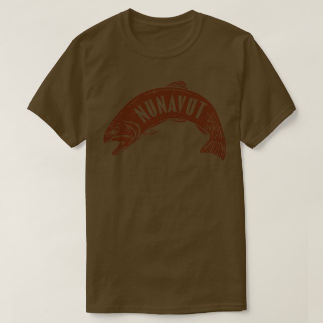 Nunavut Fish Wordmark Brown T-Shirt (Design Front)