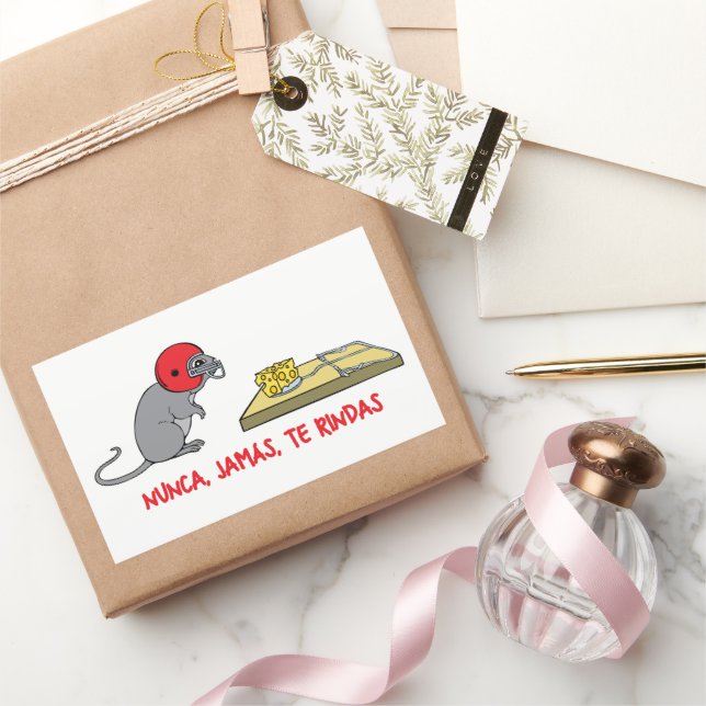 Nunca jamas te rindas rectangular sticker (Gifting)