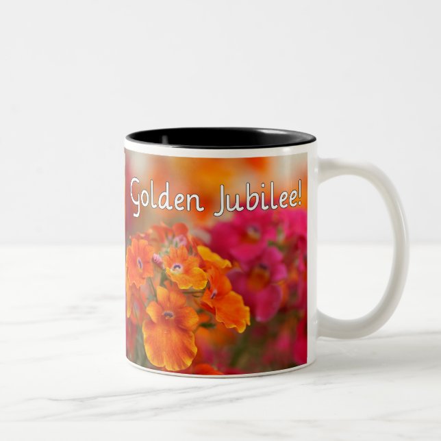 Nuns 50th Jubilee--Floral Design Gifts Two-Tone Coffee Mug (Right)
