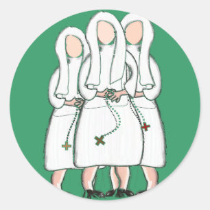 Nuns Gifts "Three Cloistered Sisters" Design Classic Round Sticker