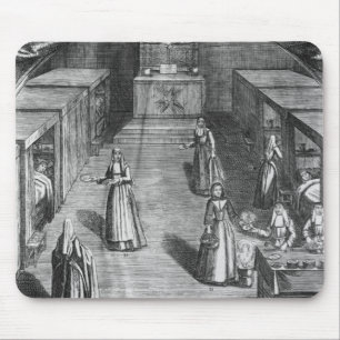 Nuns serving food to the patients at the mouse pad