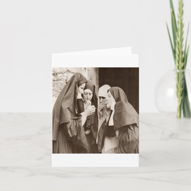 Nuns Smoking Sepia Card (Front)