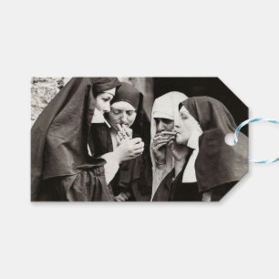 Nuns Smoking Vintage Photo Gift Tags