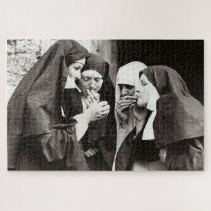 Nuns Smoking Vintage Photograph   Jigsaw Puzzle