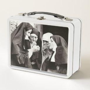 Nuns Smoking Vintage Photograph Metal Lunch Box