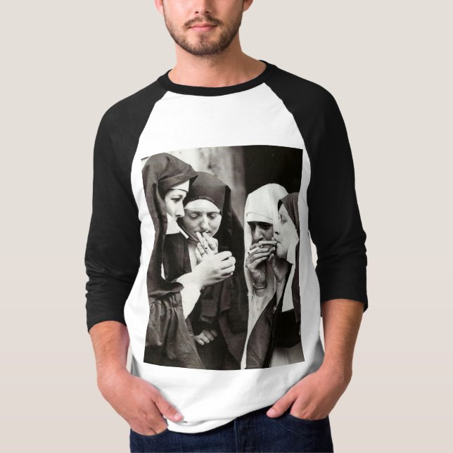 Nuns Smoking Vintage Photograph T-Shirt (Front)