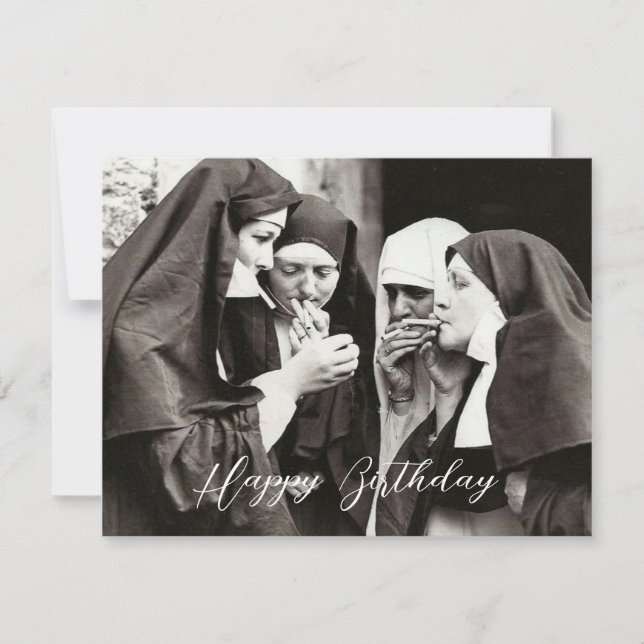 Nuns Smoking Vintage Photography  (Front)