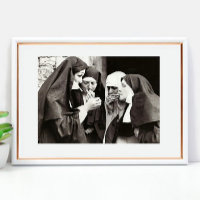 Nuns Smoking Vintage Photography 12x8in