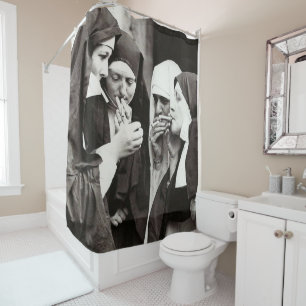 Nuns Smoking Vintage Photography Shower Curtain
